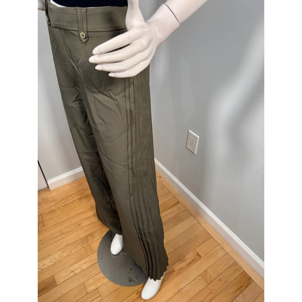 Commense Wide Leg Pleated ArmyGreen Trousers High Waist Palazzo Pants size S - Picture 12 of 15